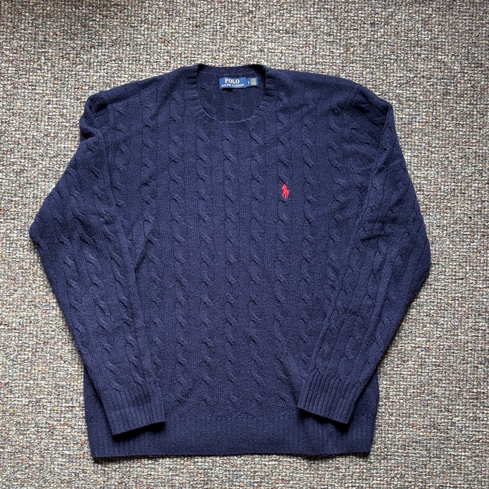Ralph Lauren Dark Blue Cable Knit cashmere/ wool Sweater large